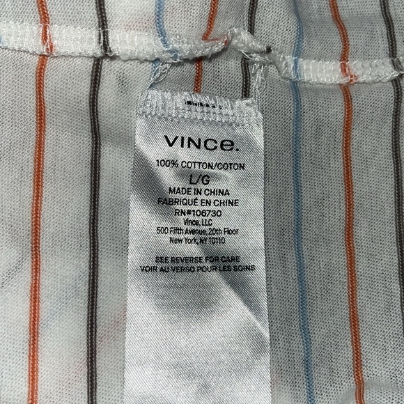 Vince Striped Short Sleeve Tee - White and Gray, orange and blue stripes - Picture 5 of 6